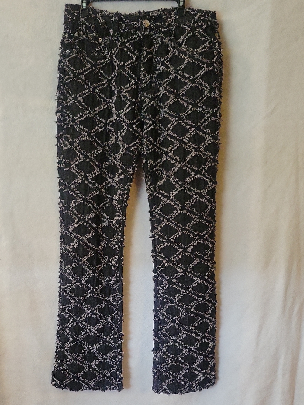Kleep Black Pants with White Lattice Texture